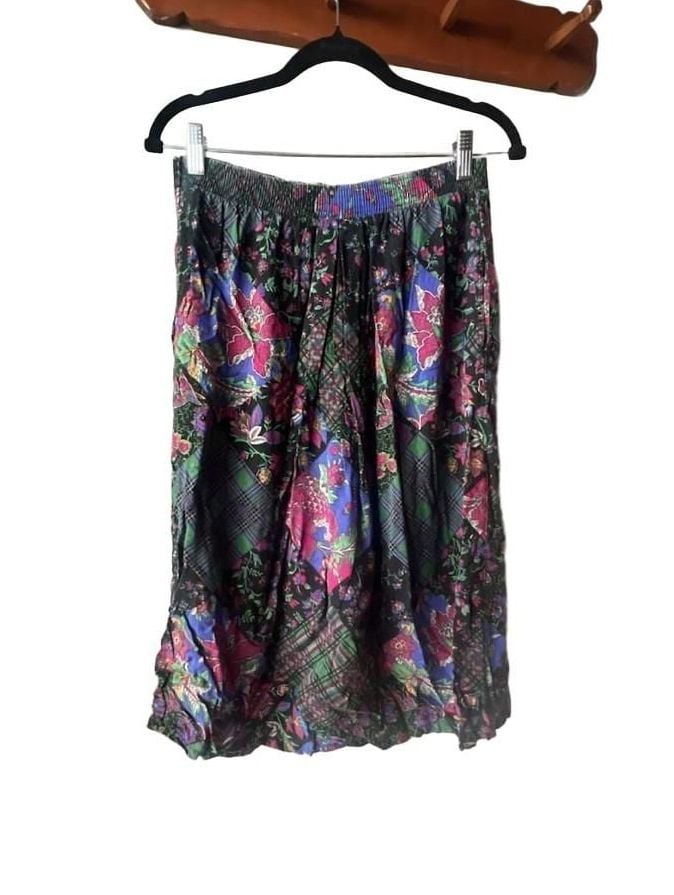 Russ Floral Skirt Size 10 Vintage Patchwork Midi with pockets! 2