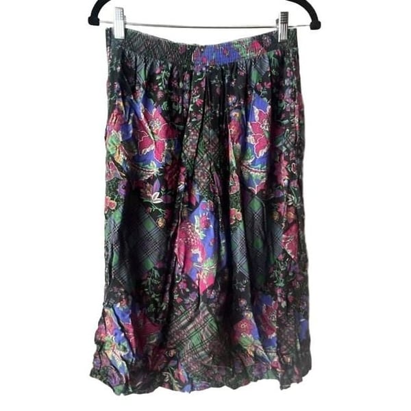 Russ Floral Skirt Size 10 Vintage Patchwork Midi with pockets!