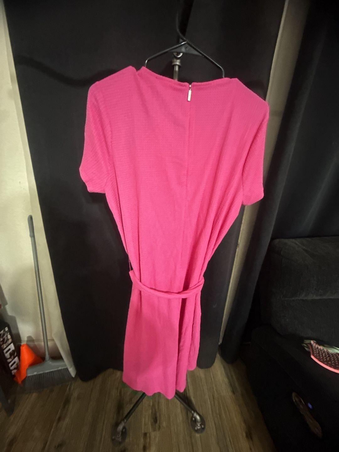NWT Michael Michael Kors Dress Size L Pink Chain Detail Tie Waist 3
