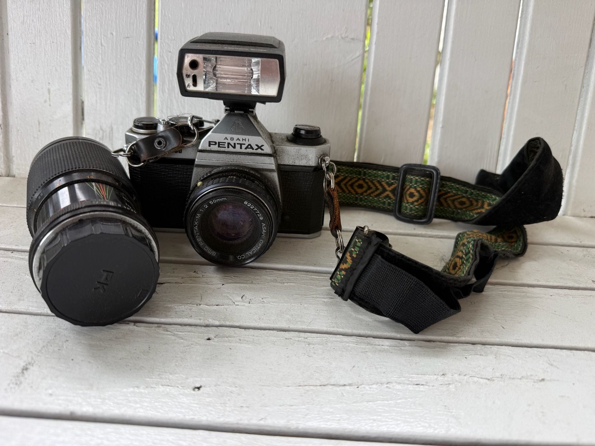 Asahi Pentax Film Camera with 50mm Lens and Flash 6