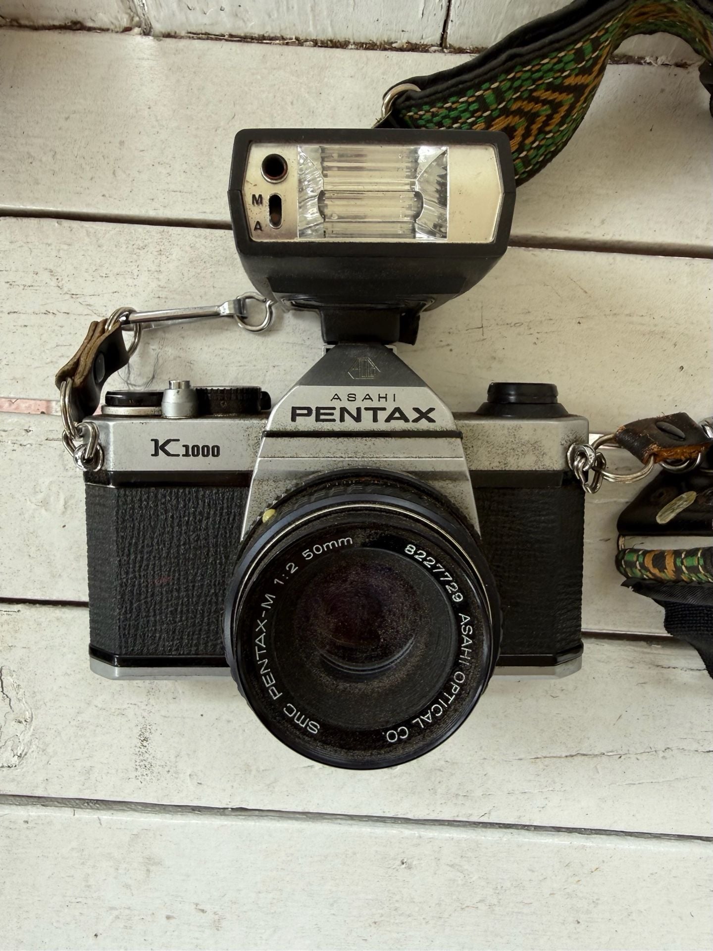 Asahi Pentax Film Camera with 50mm Lens and Flash 8