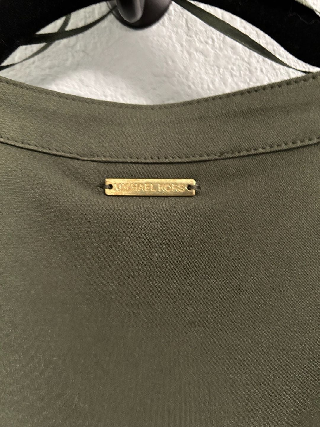 Michael Kors Dress Size XL Olive Green Zip Front Long Sleeve Belted 4