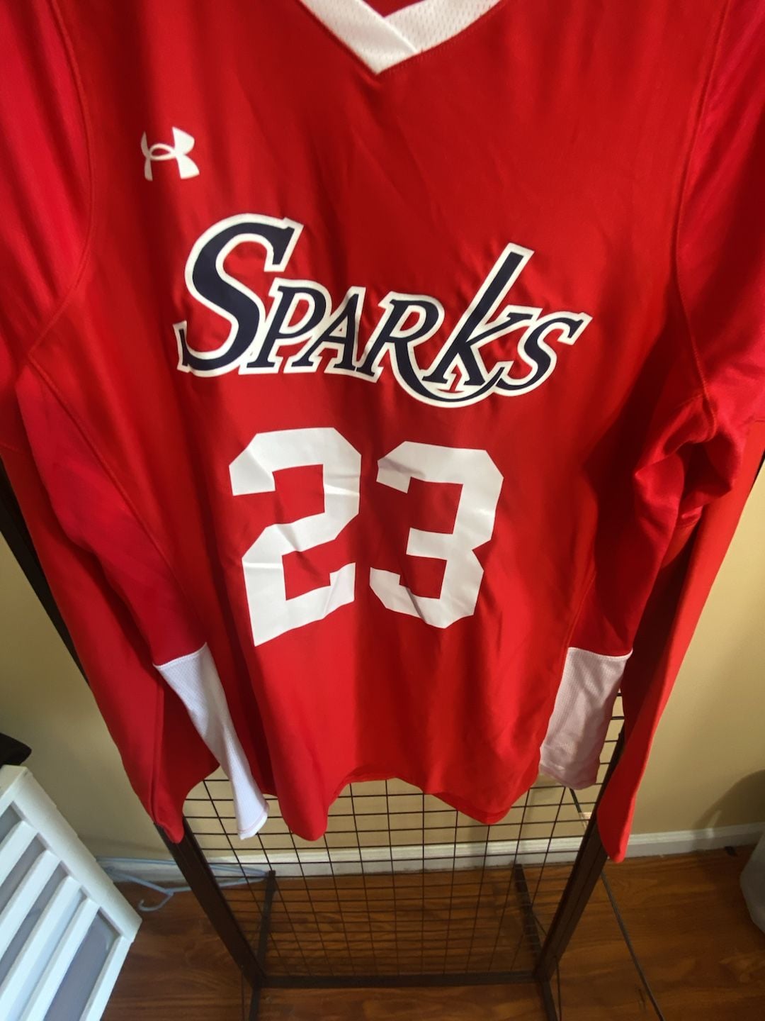 Under Armour Powerhouse 2.0 Long Sleeve Jersey Size L Red Sparks 23 3