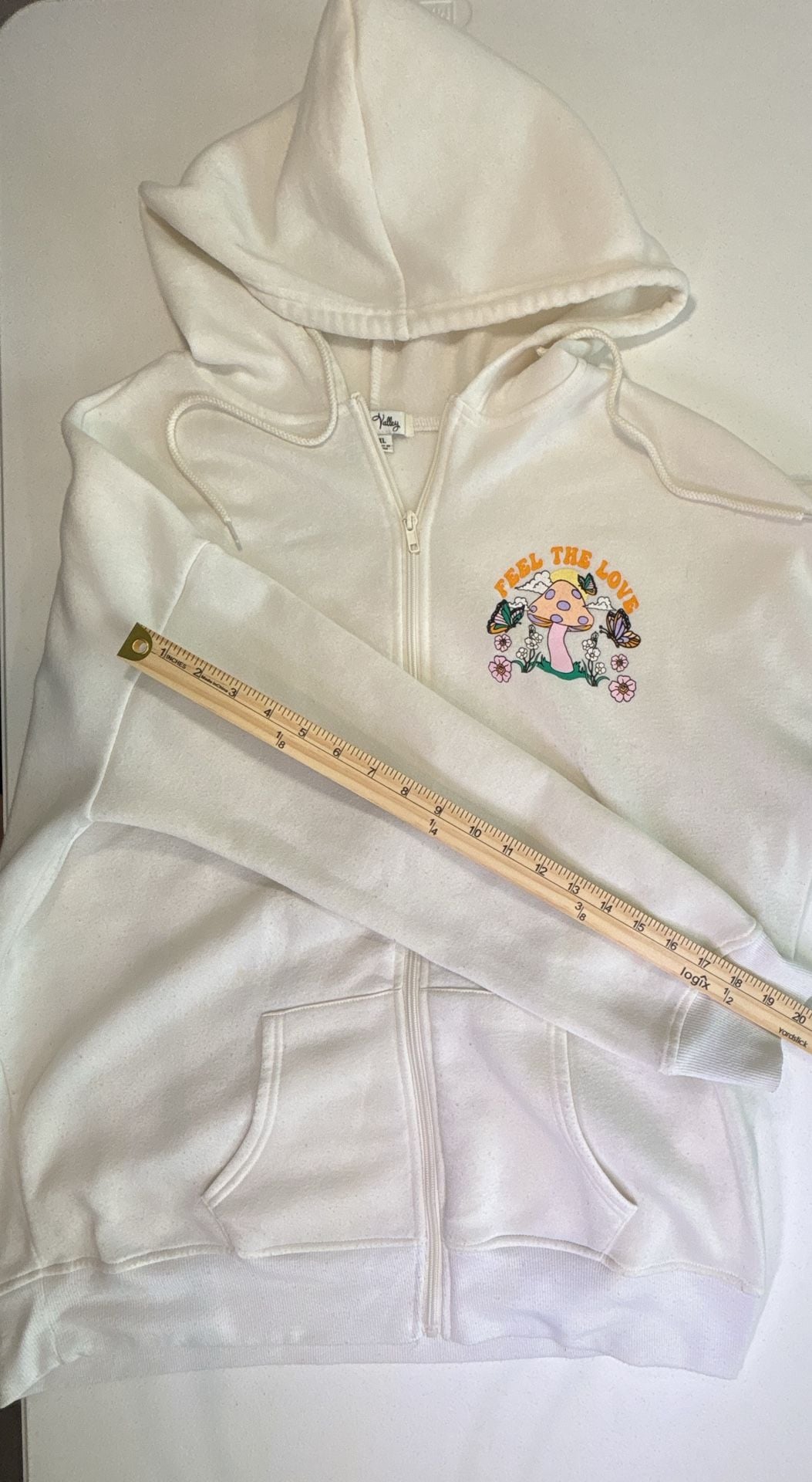 Vine and Valley Zip Up Hoodie Size XL White Feel The Love 4