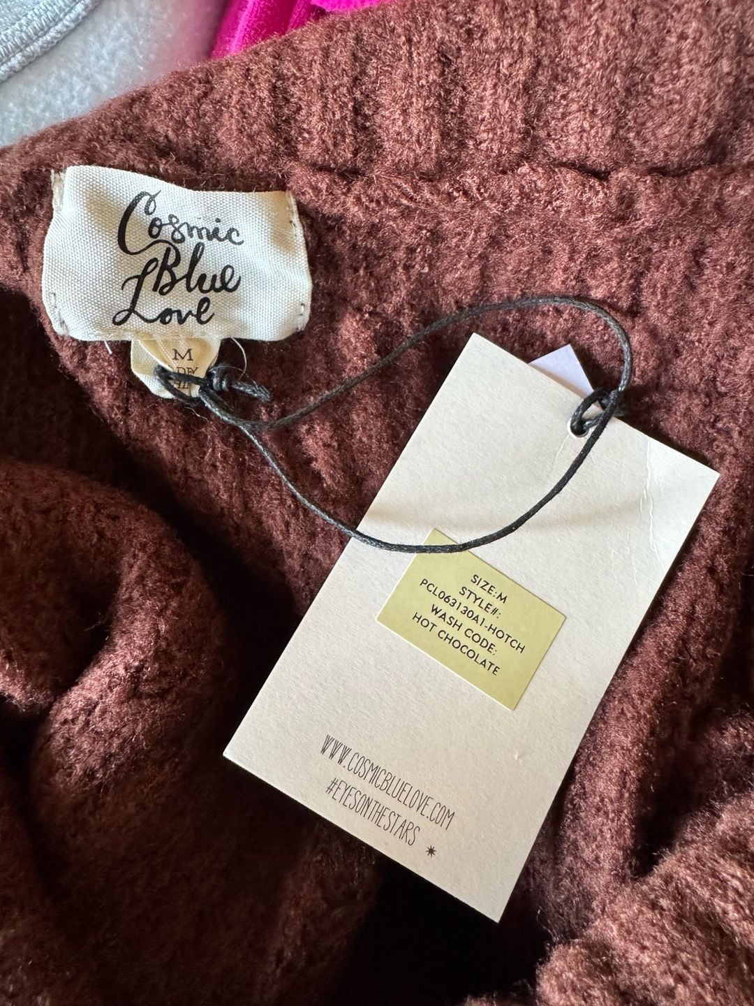 NWT Cosmic Blue Love Kaia Off Shoulder Sweater Size M Hot Chocolate 4