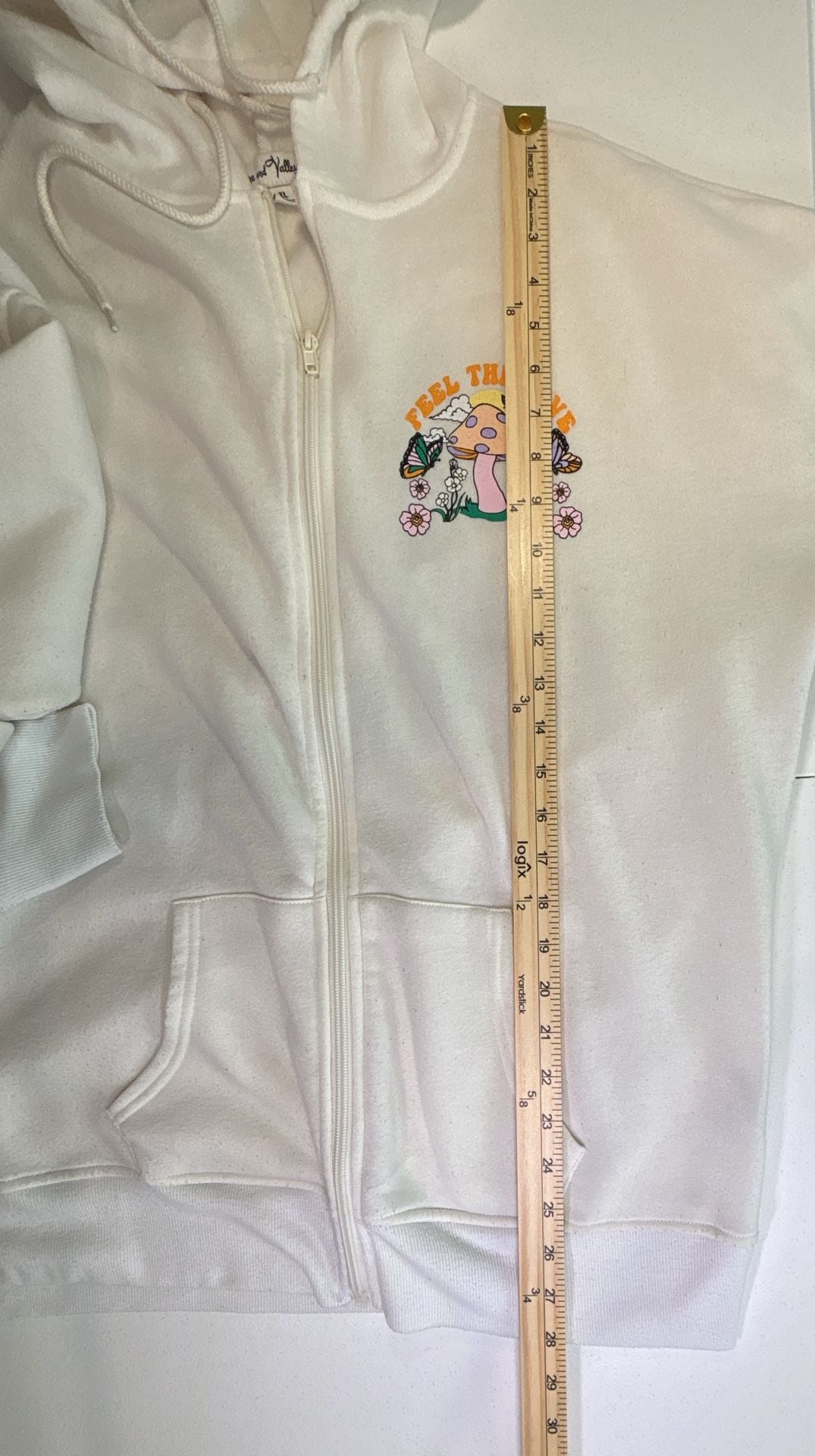 Vine and Valley Zip Up Hoodie Size XL White Feel The Love 5
