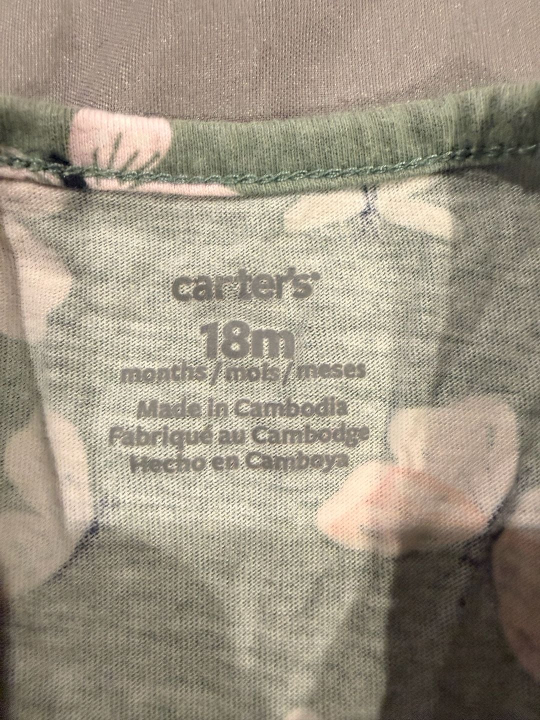 Carter's Butterfly Peplum Bodysuit Size 18m Green Long Sleeve 3