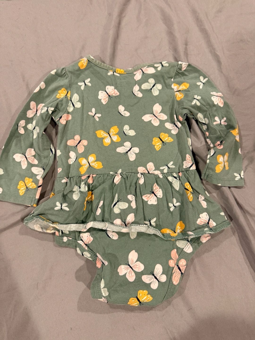 Carter's Butterfly Peplum Bodysuit Size 18m Green Long Sleeve 5