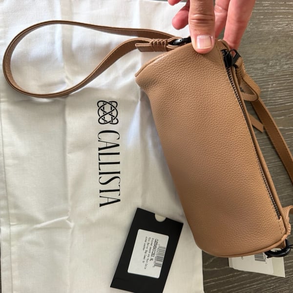 Callista Mini Barrel Bag Camel Grained Leather NWT MSRP $375