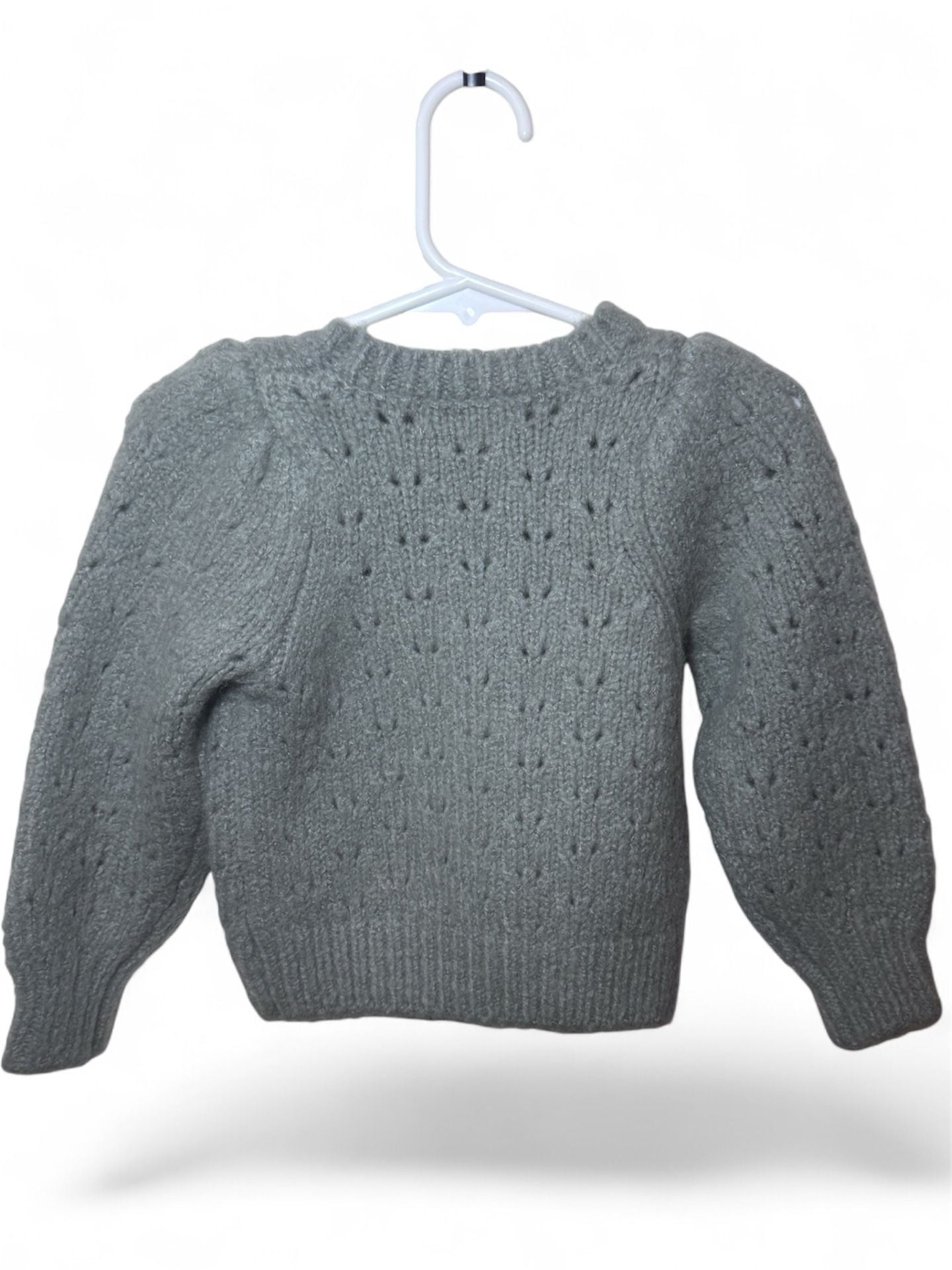 Rylee + Cru Balloon Sweater 12-18M Dusty Blue Pointelle Knit NWT 3