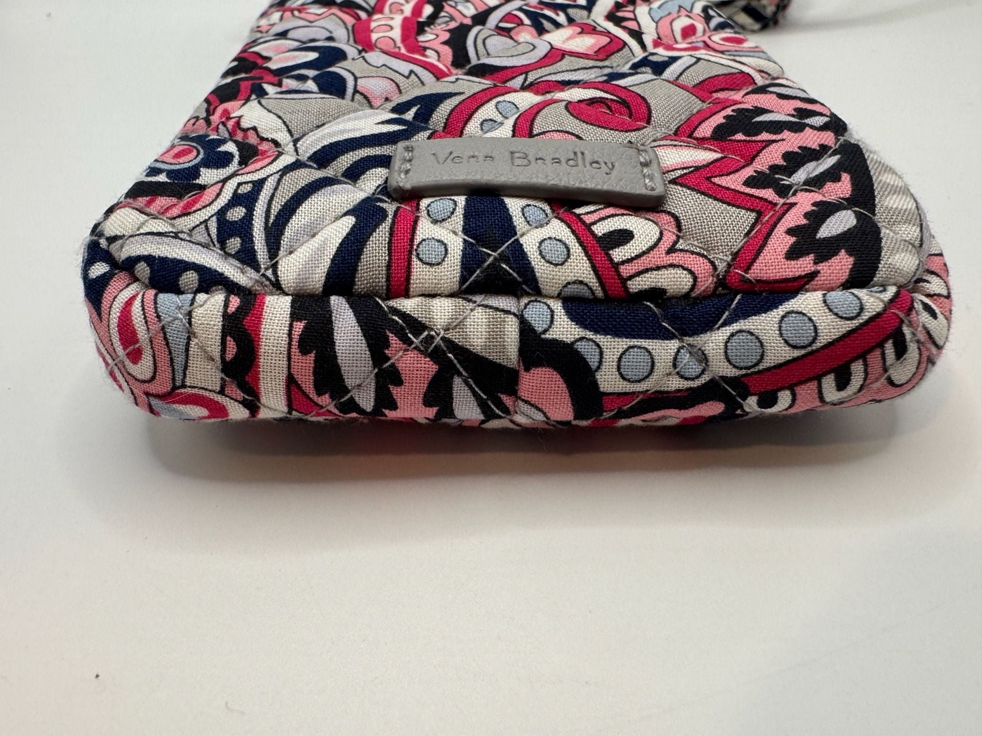 Vera Bradley Quilted Phone Crossbody Bag Gramercy Paisley Pink Gray 4