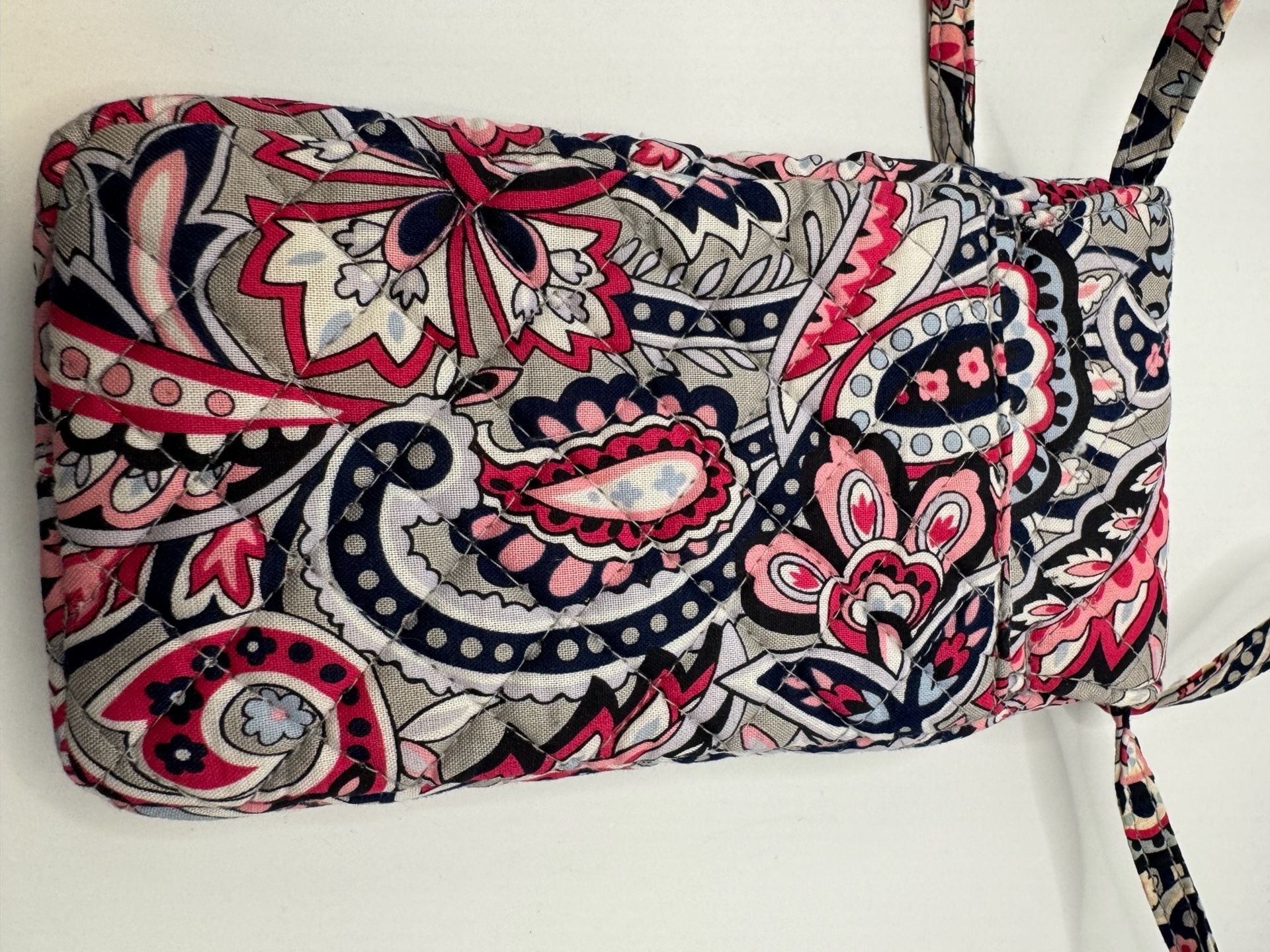 Vera Bradley Quilted Phone Crossbody Bag Gramercy Paisley Pink Gray 8
