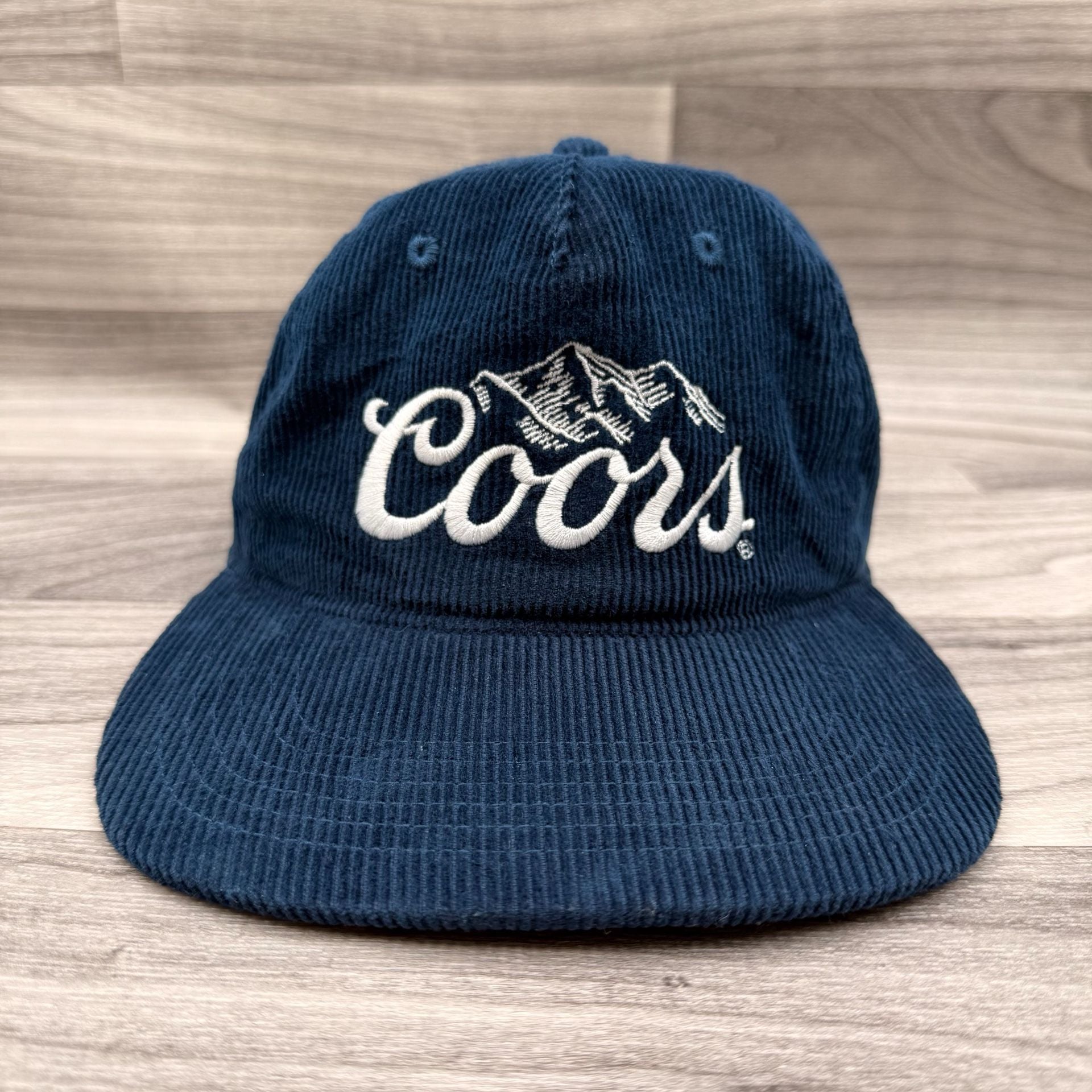 Coors Corduroy Snapback Hat Navy Blue Embroidered Logo 2