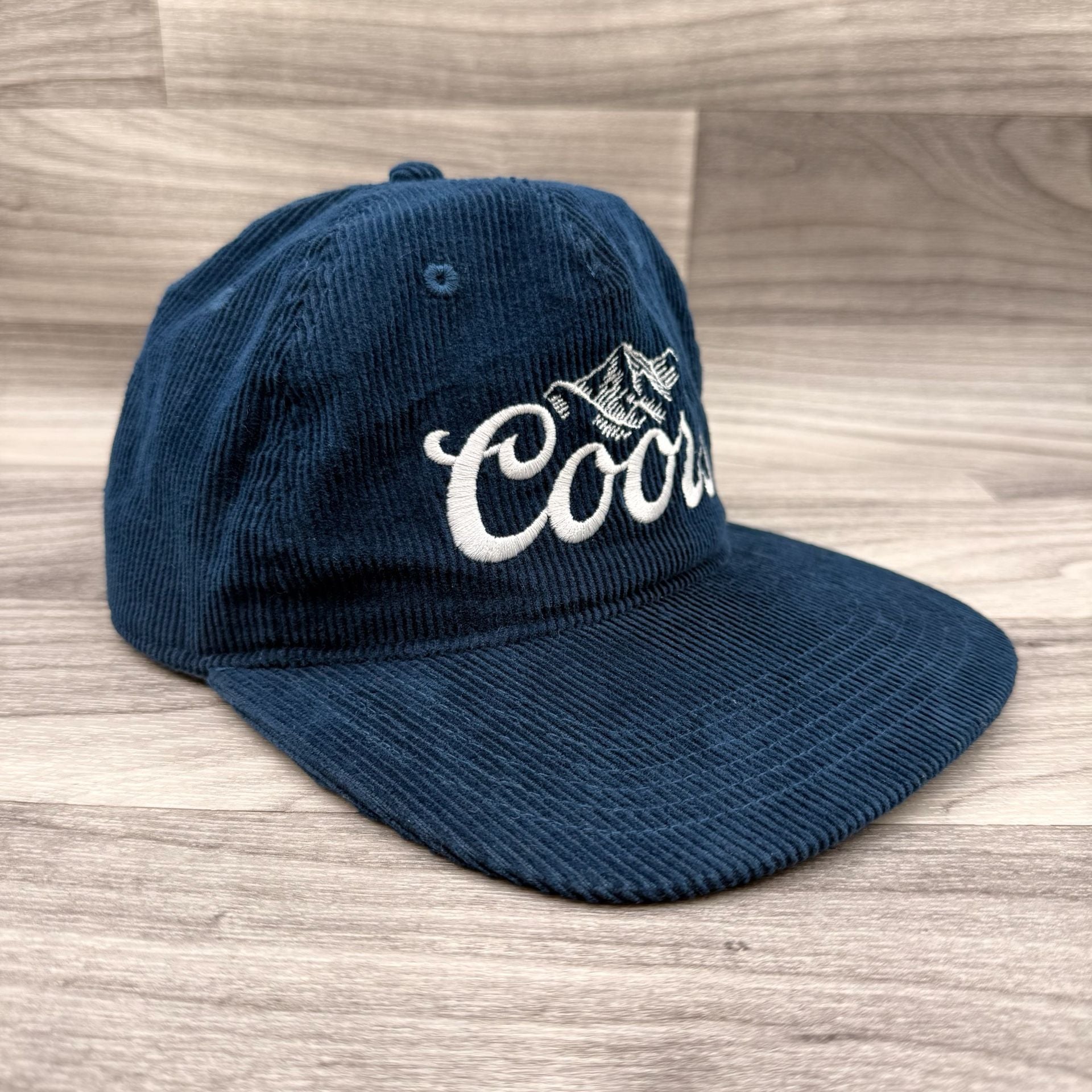 Coors Corduroy Snapback Hat Navy Blue Embroidered Logo 3