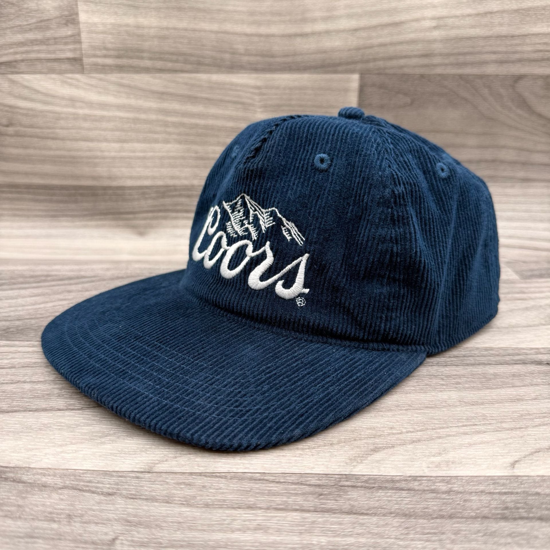 Coors Corduroy Snapback Hat Navy Blue Embroidered Logo 4