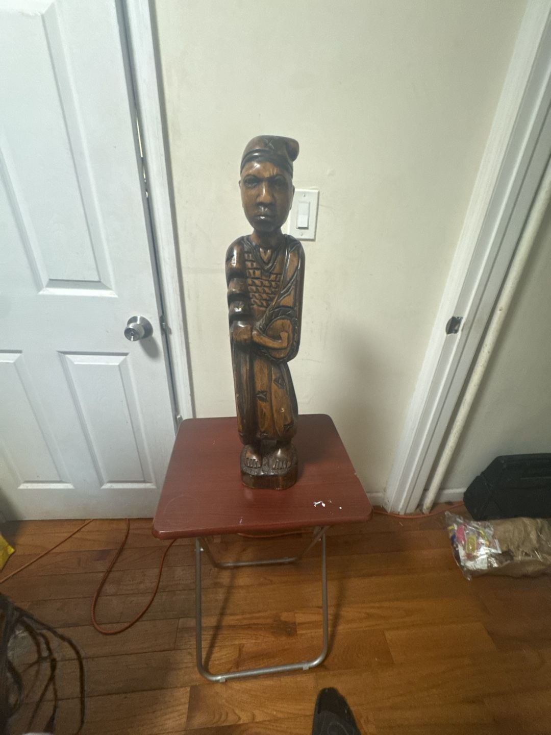 Hand Carved Wooden Ife Ruler Statue African Art Figurine 1