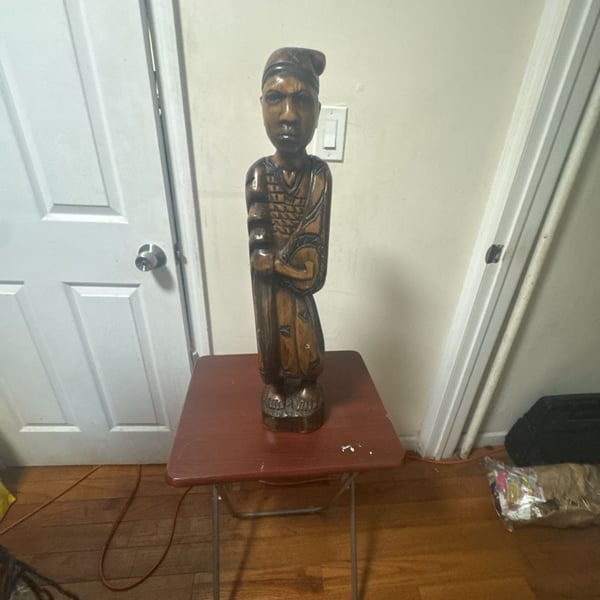 Hand Carved Wooden Ife Ruler Statue African Art Figurine