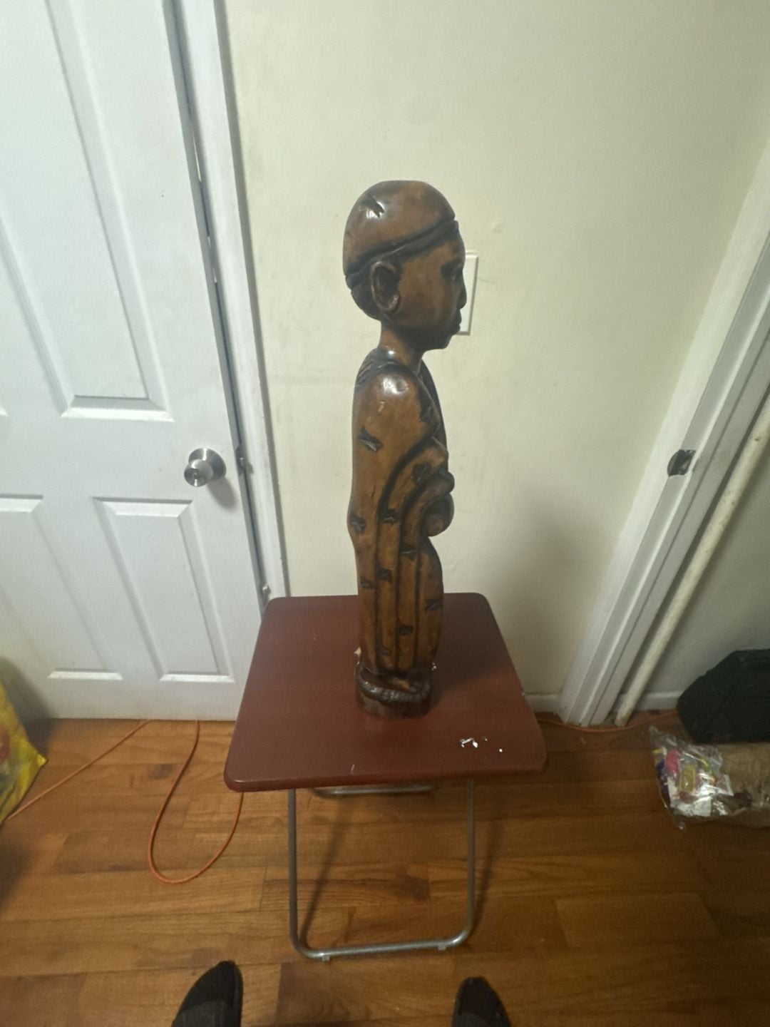 Hand Carved Wooden Ife Ruler Statue African Art Figurine 5