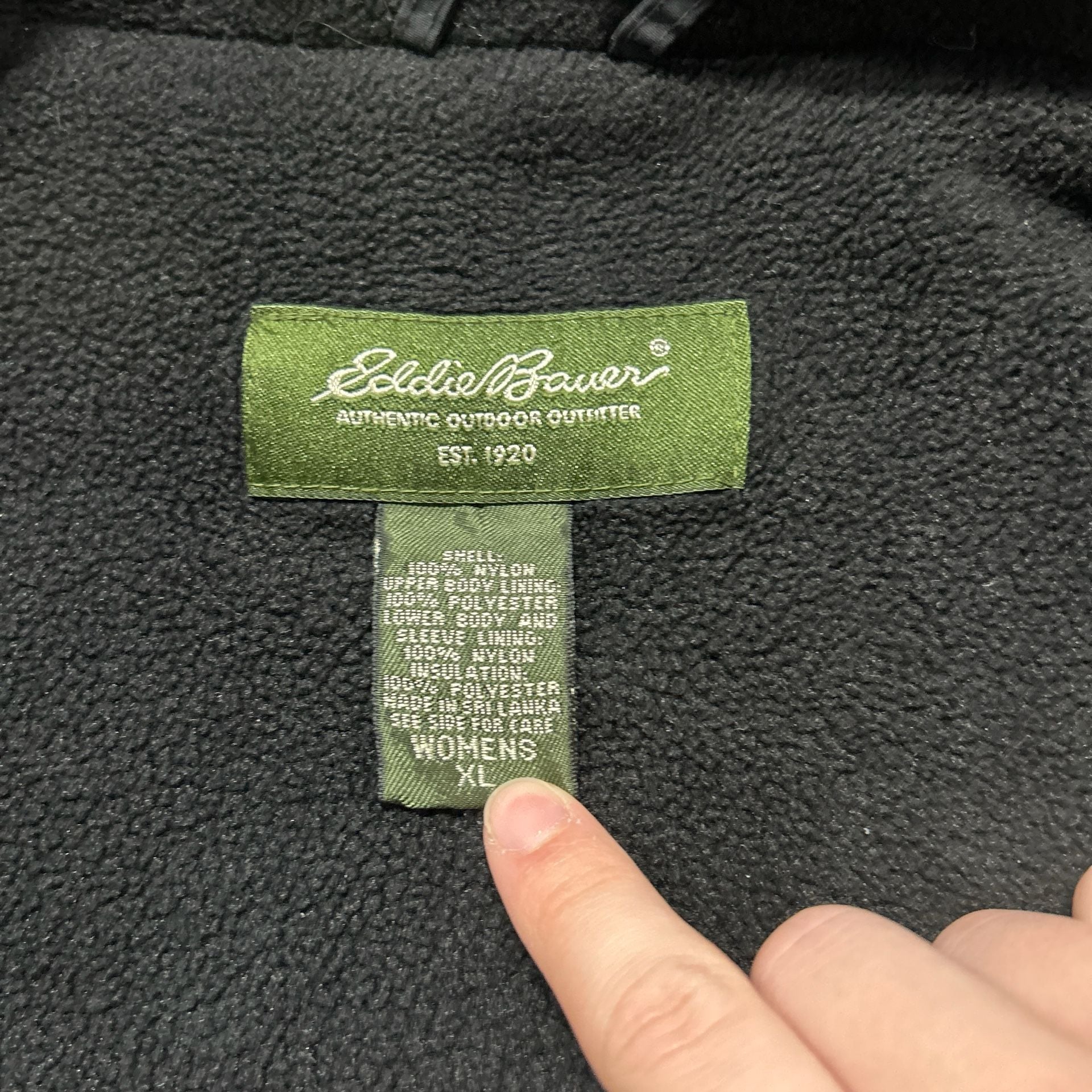 Eddie Bauer Hooded Jacket Size XL Black Full Zip Fleece Lined 4