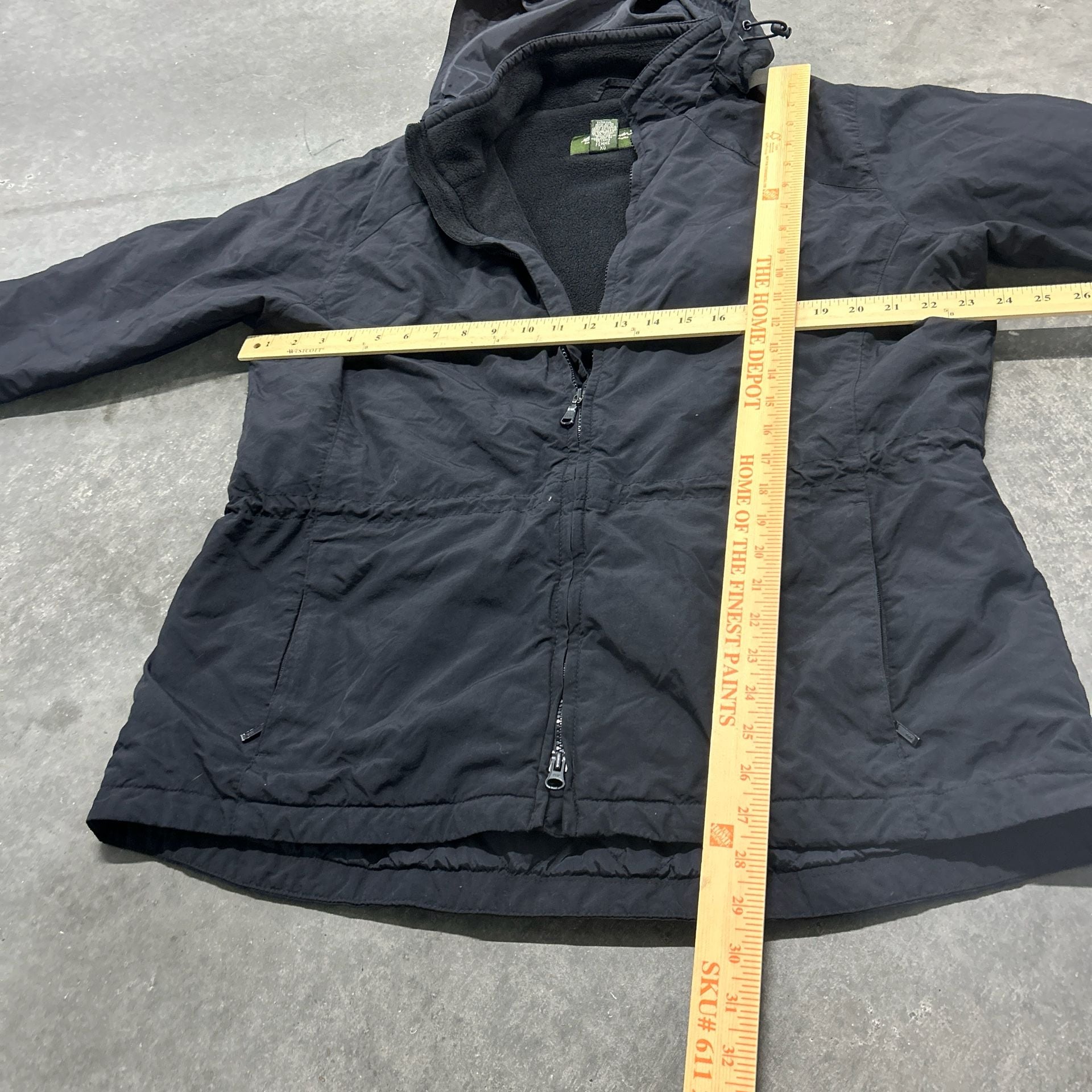 Eddie Bauer Hooded Jacket Size XL Black Full Zip Fleece Lined 6