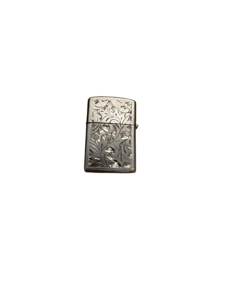 Vintage Prince Rocky Engraved Foliate Lighter Silver with Bradford zippo inside 1