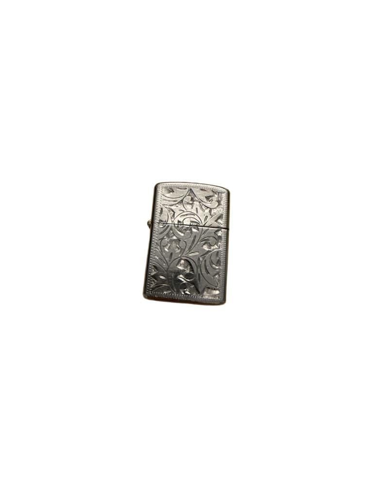 Vintage Prince Rocky Engraved Foliate Lighter Silver with Bradford zippo inside 2