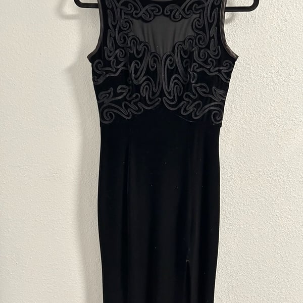 Night Way Collections Vintage Velvet Maxi Dress Black Sleeveless