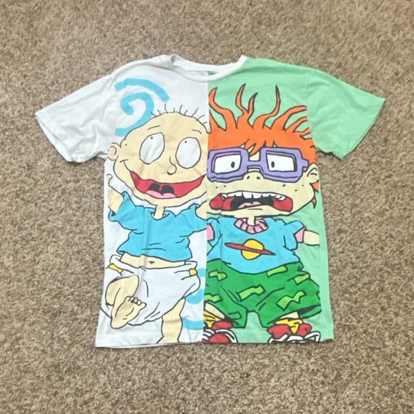 Nickelodeon Rugrats Tommy and Chuckie T-Shirt Size Youth M White Green