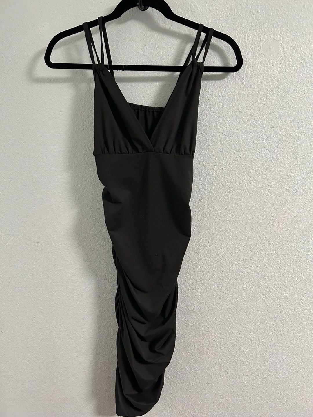 SHEIN Ruched Bodycon Dress US Size 6 Black Spaghetti Strap 2