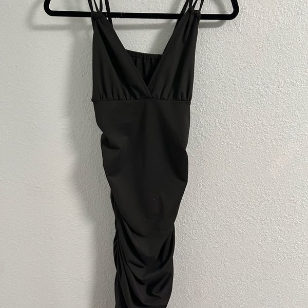 SHEIN Ruched Bodycon Dress US Size 6 Black Spaghetti Strap