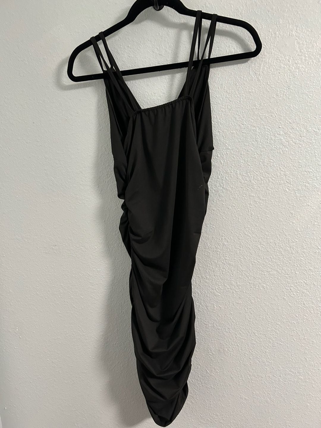 SHEIN Ruched Bodycon Dress US Size 6 Black Spaghetti Strap 4