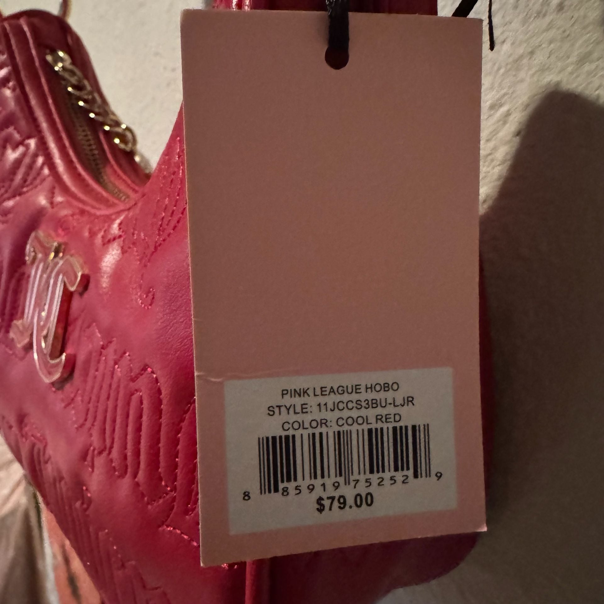 Juicy Couture Pink League Hobo Cool Red Handbag Purse NWT 3