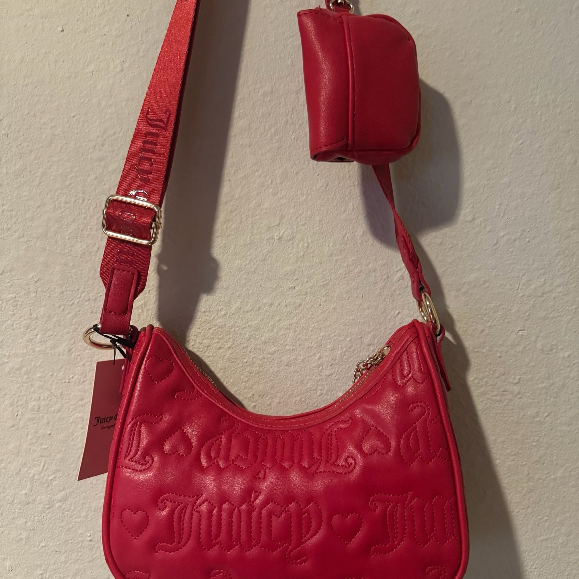Juicy Couture Pink League Hobo Cool Red Handbag Purse NWT 7