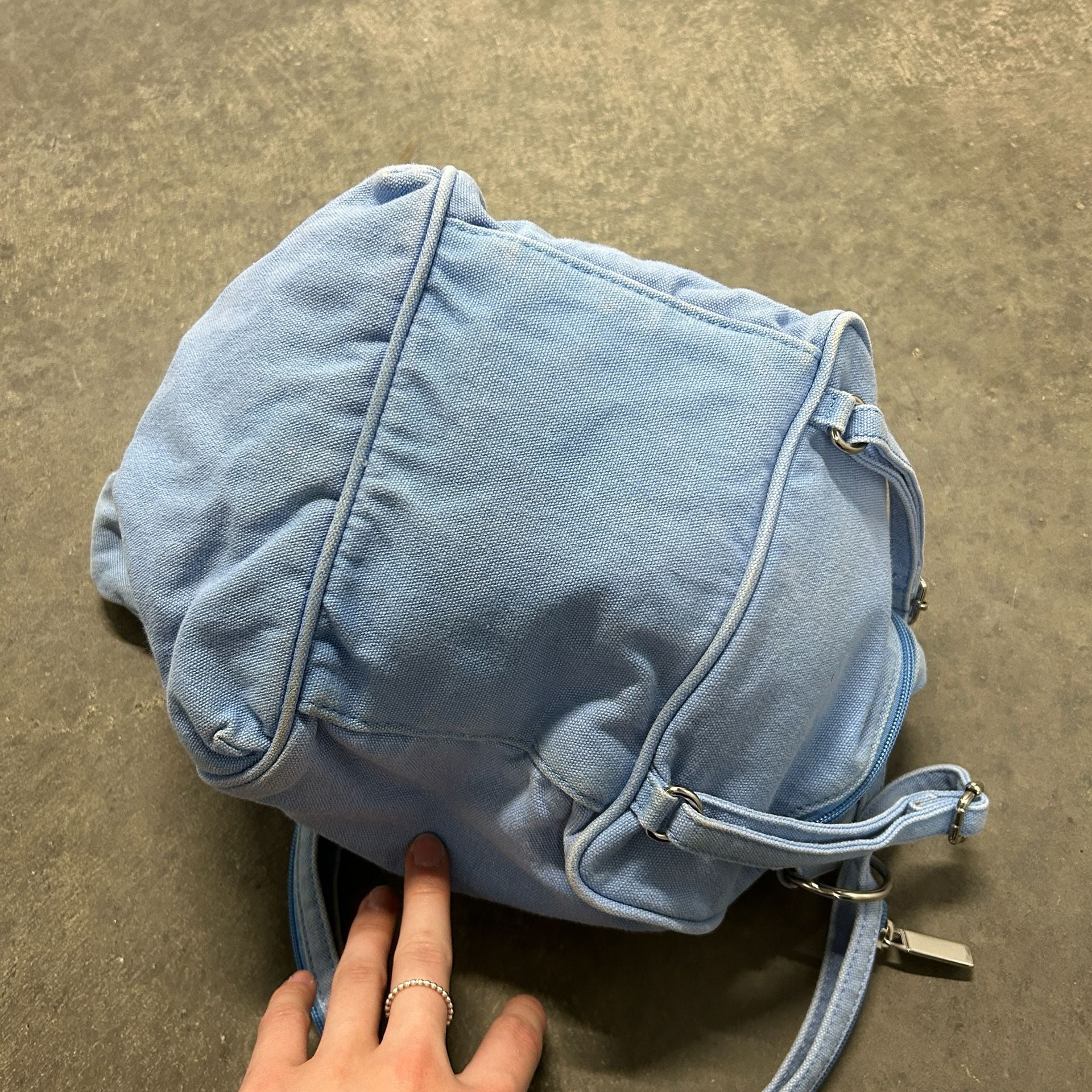 Fossil 1954 Light Blue Canvas Sling Bag Crossbody Hobo Purse 8