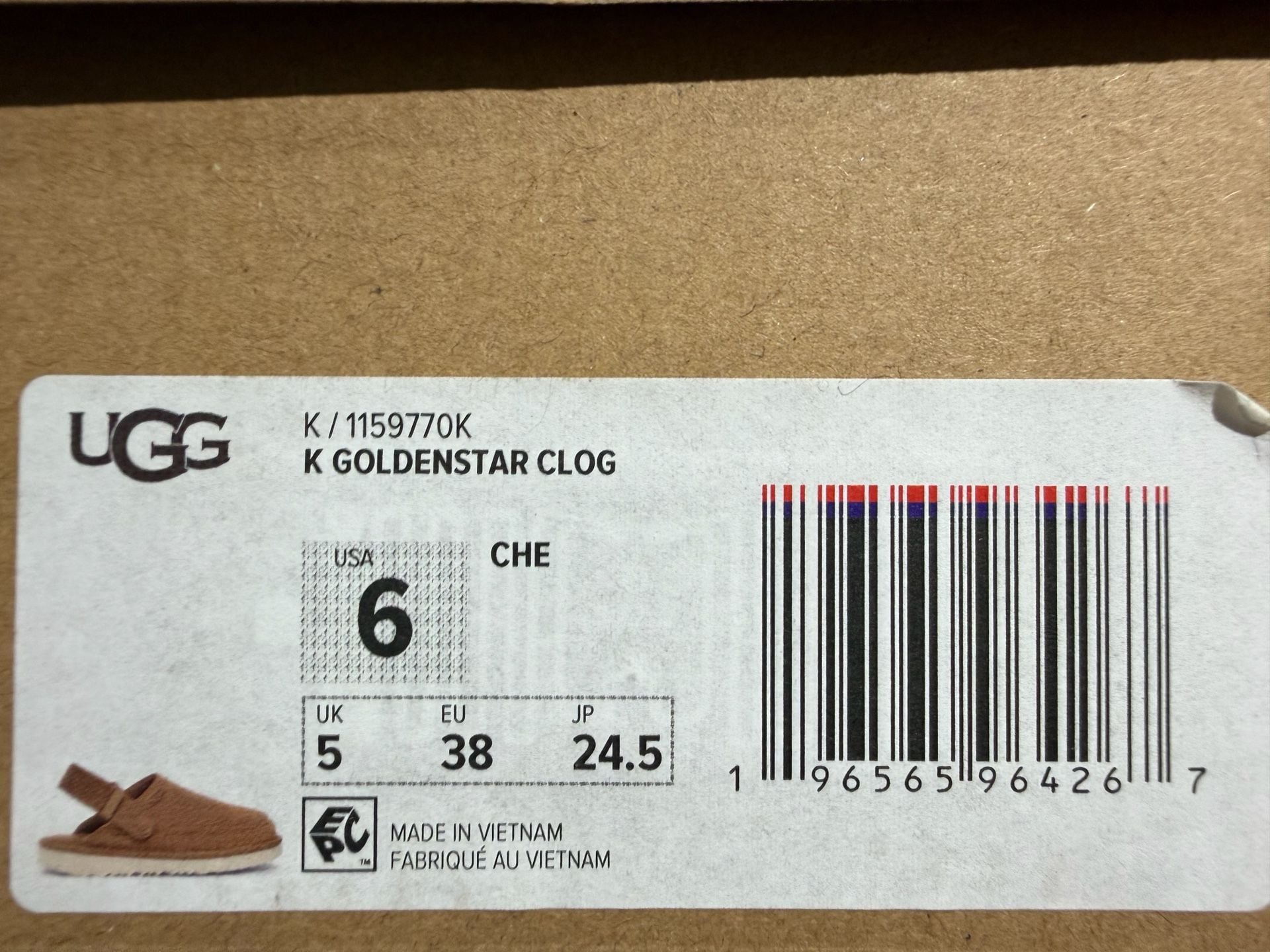 UGG Kids Goldenstar Clog Chestnut Suede Size 6 Big Kids NIB 1159770K 7