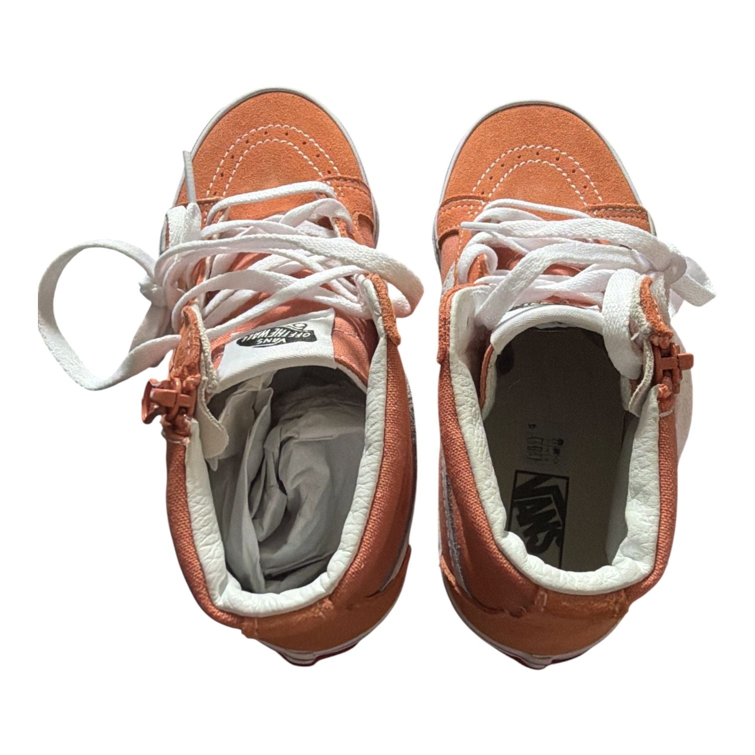 Vans Kids Sk8-Hi Reissue Side Zip Sun Baked Orange Sneakers – Size 4 6