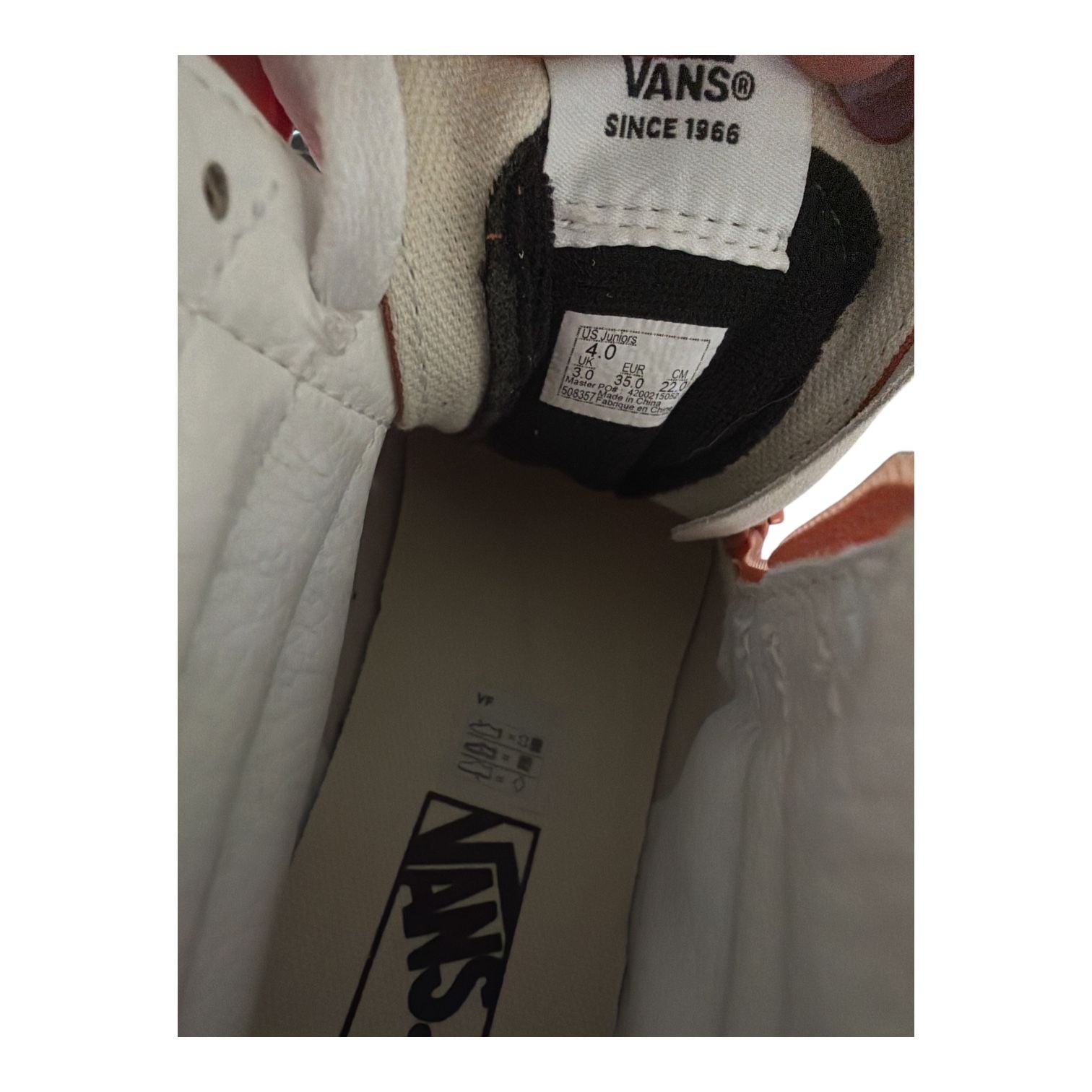 Vans Kids Sk8-Hi Reissue Side Zip Sun Baked Orange Sneakers – Size 4 7