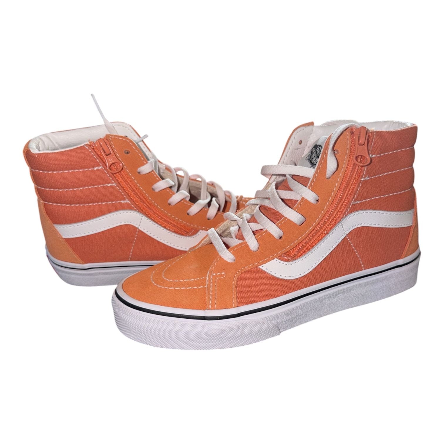 Vans Kids Sk8-Hi Reissue Side Zip Sun Baked Orange Sneakers – Size 4 8