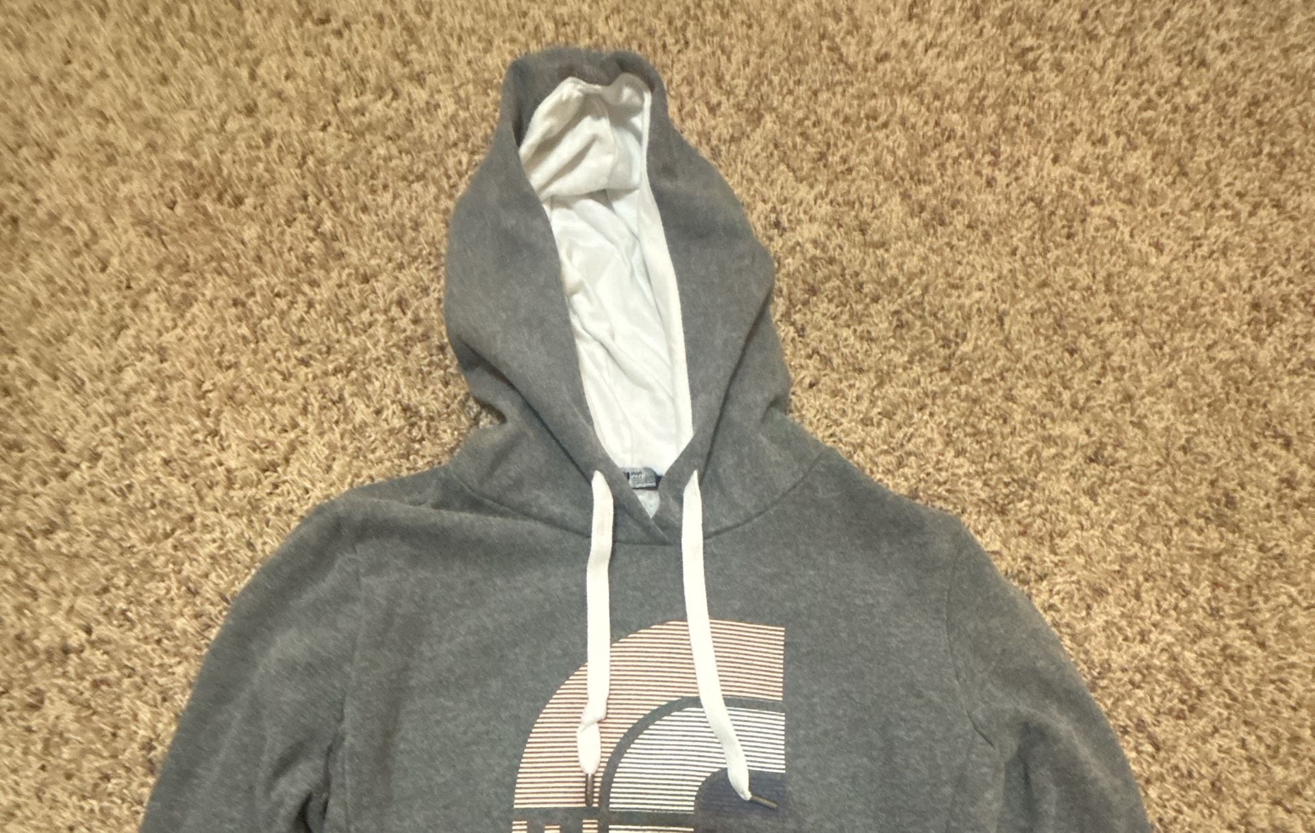 The North Face Logo Hoodie Size M Gray Pullover Sweatshirt 5