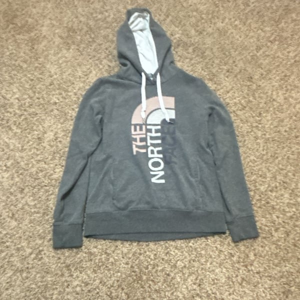 The North Face Logo Hoodie Size M Gray Pullover Sweatshirt