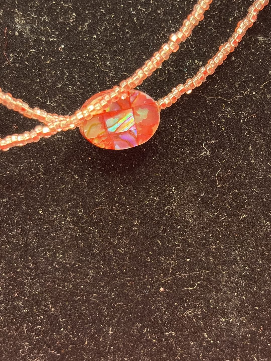 Unbranded Long Pink Seed Bead And Abalone Shell Station Necklace 3