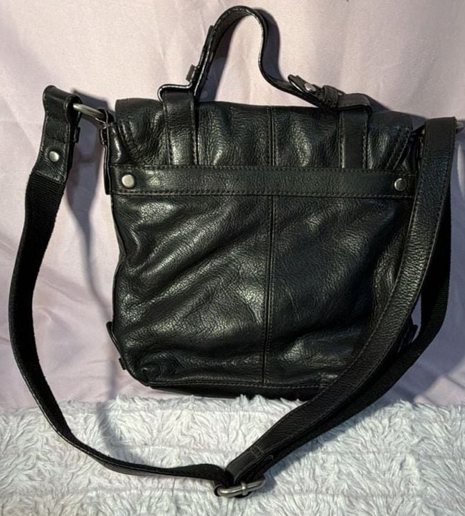 Fossil Black Leather Crossbody Flap Bag 3