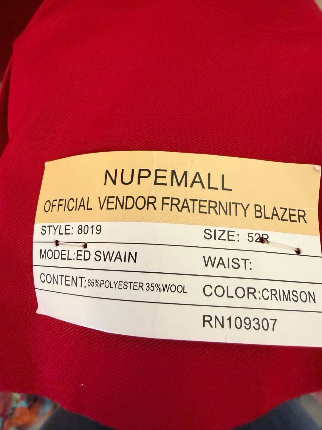 Nupemall Kappa Alpha Psi Fraternity Blazer Size 52R Crimson Wool Blend 7