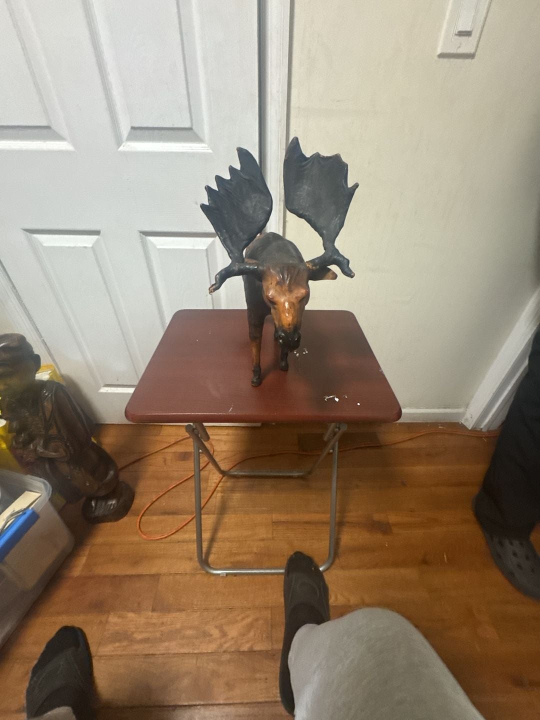 Vintage Leather Wrapped Moose Figurine Statue Taxidermy Style 2