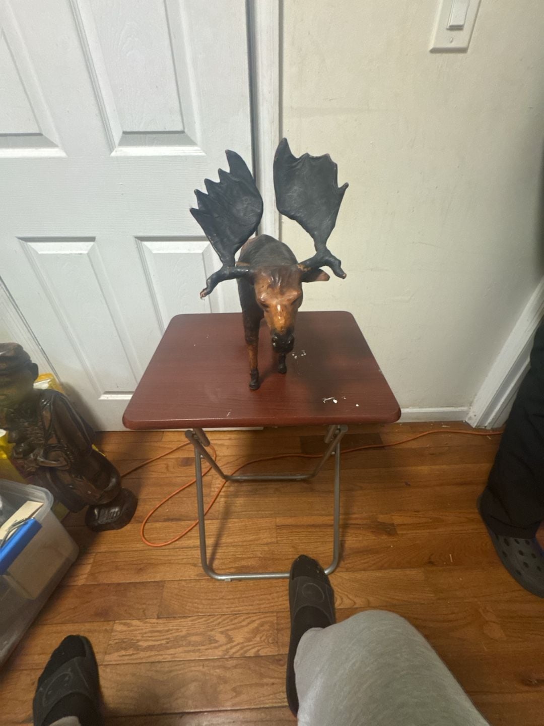 Vintage Leather Wrapped Moose Figurine Statue Taxidermy Style 3