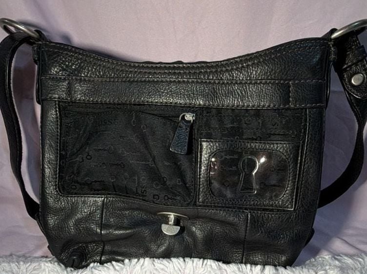 Fossil Black Leather Crossbody Flap Bag 4