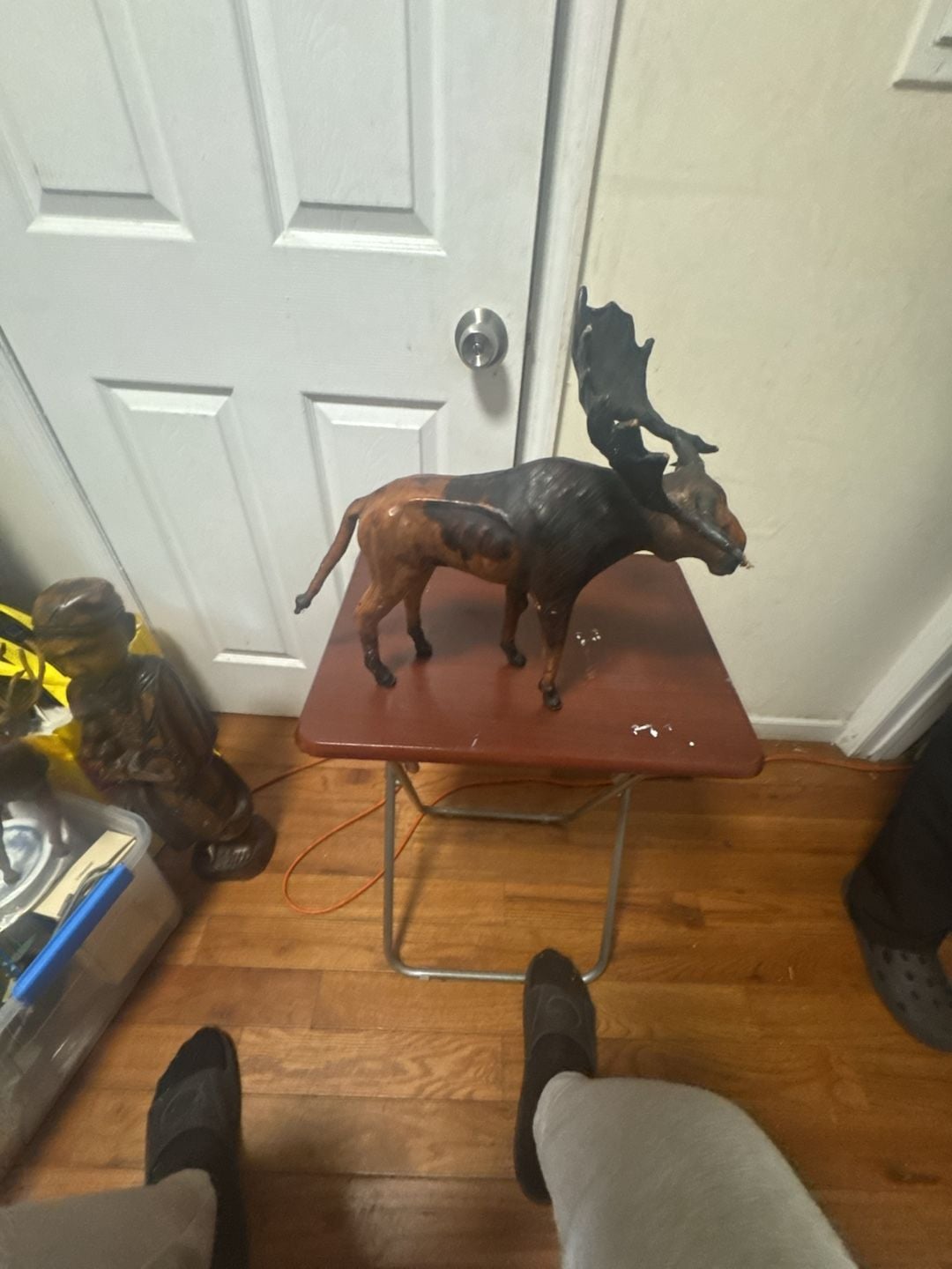 Vintage Leather Wrapped Moose Figurine Statue Taxidermy Style 5