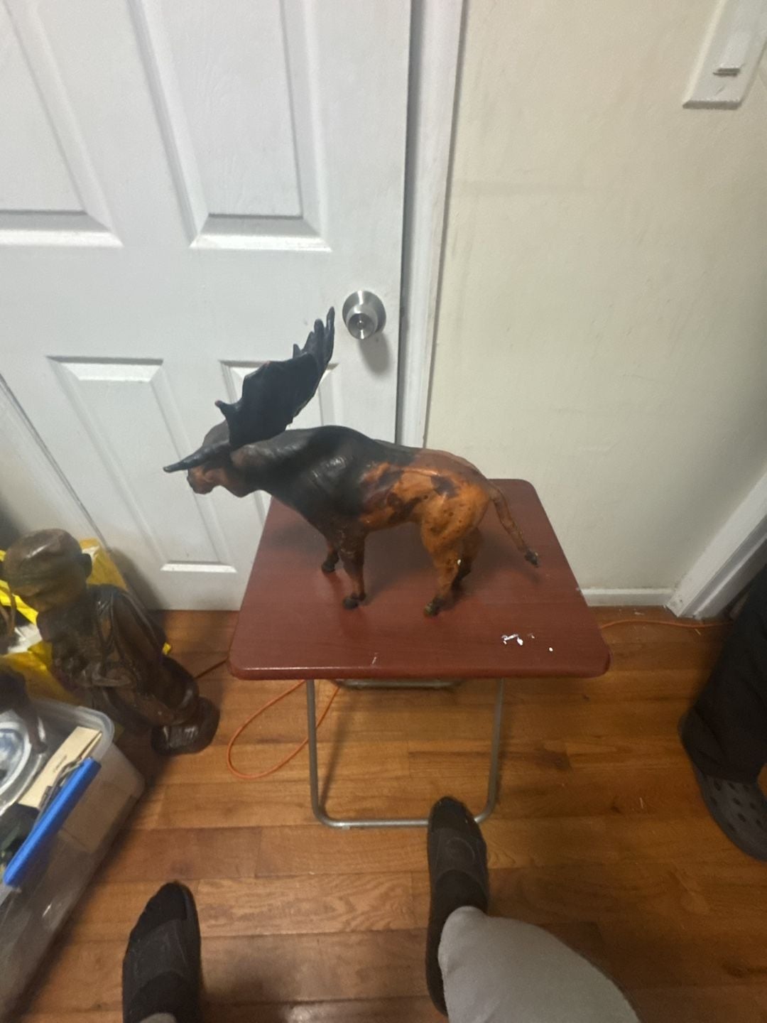 Vintage Leather Wrapped Moose Figurine Statue Taxidermy Style 6