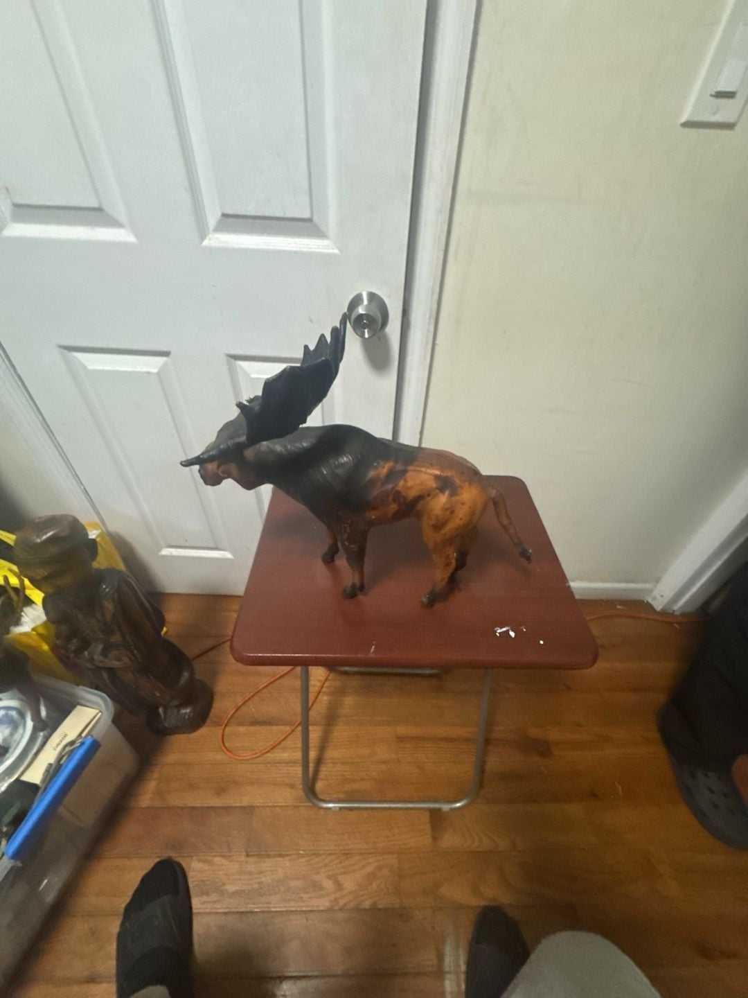 Vintage Leather Wrapped Moose Figurine Statue Taxidermy Style 7