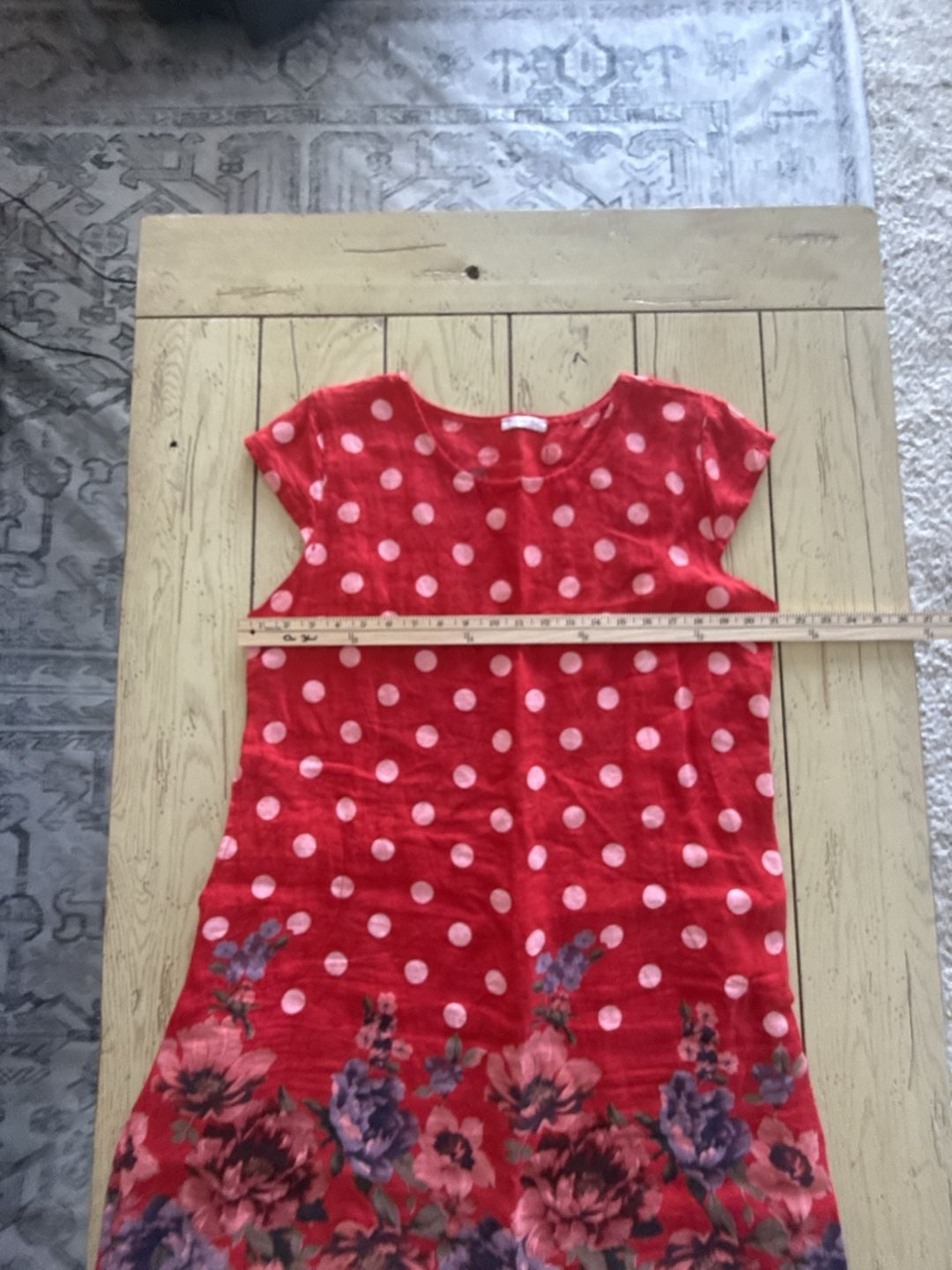 Made in Italy Polka Dot Floral Dress Red Linen 5